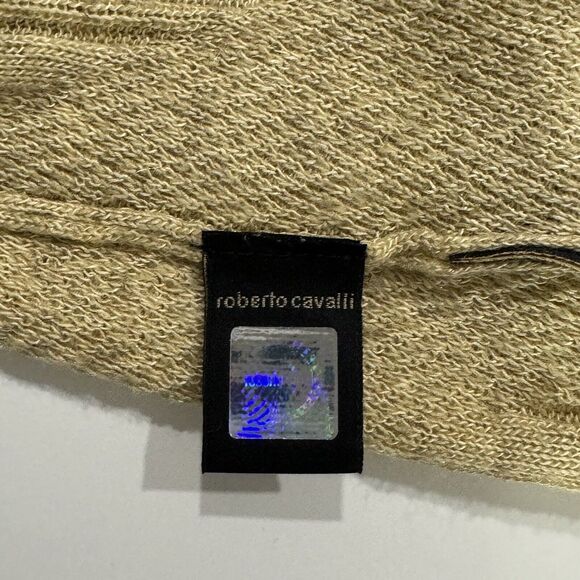 Just Cavalli Sweater XXL Light Yellow Brown Lace Up Sleeves Designer Italy Boho - Picture 14 of 16